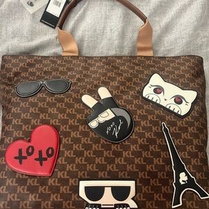 Karl Lagerfeld Brown Tote Bag with Structured Design